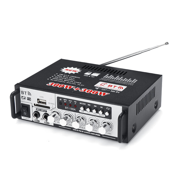 AC220V DC12V HIFI Power Amplifier Wireless bluetooth Bass Audio FM Radio U Dish TF Card Power Amplifier
