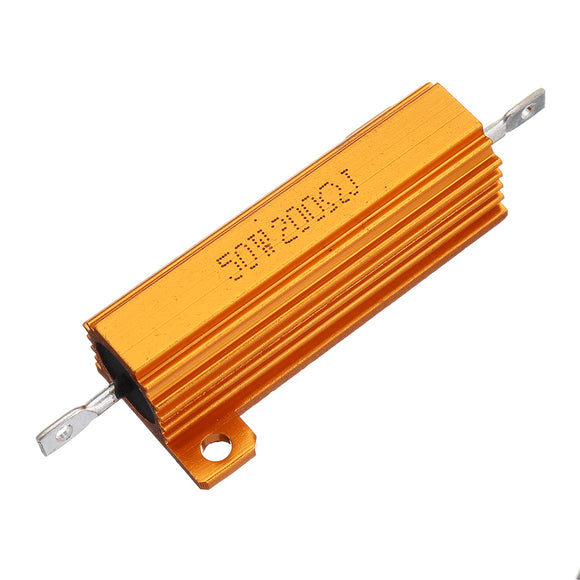 RX24 50W 200R 200RJ Metal Aluminum Case High Power Resistor Golden Metal Shell Case Heatsink Resistance Resistor