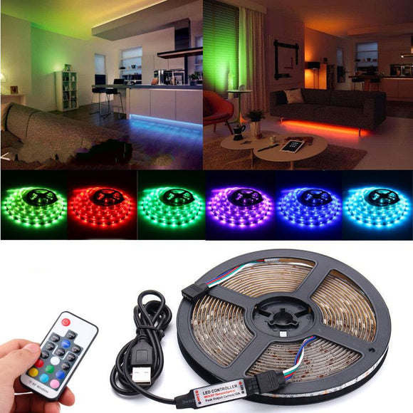 DC5V USB RGB 5050 Waterproof 17 Keys Remote Control LED Strip TV Back Lighting Kit