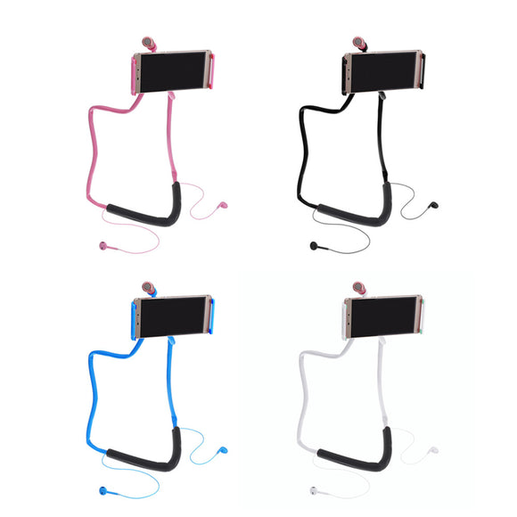 360 Rotating Neck Hanging Phone Holder Lazy Stand For 4-10 Inch Cellphone Tablet