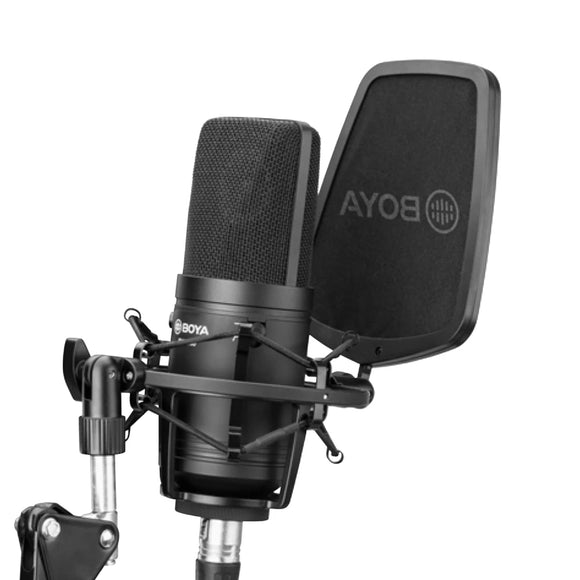 BOYA BY-M800 Large Diaphragm Microphone Low-cut Filter Cardioid Condenser Mic for Studio Broadcast Live Vlog Video Recording Mic