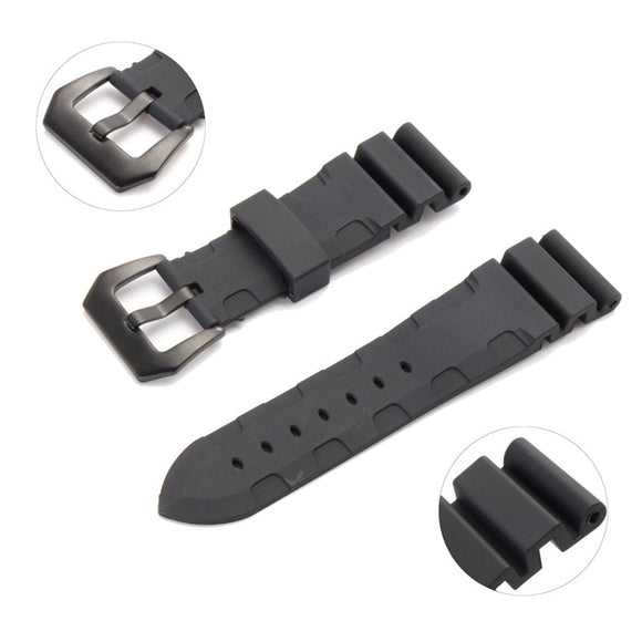 24mm Rubber Black Watch Band Strap For Panerai Sub Watch Replacement Parts