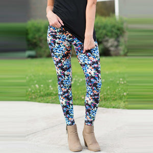 Women Ladies Slim Fit Floral Print High Waist Legging Camouflage Pencil Trousers