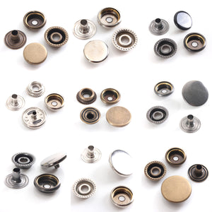 15/17mm Brass Bronze Snap Fastener Popper Press Stud Rivet Sewing Leather Buttons Craft