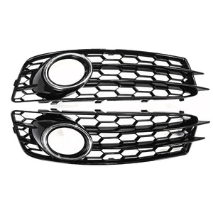 Front Fog Light Lamp Grille Grill Cover Honeycomb Hex  Chrome Silver For Audi A3 8P S-Line 2009-2012