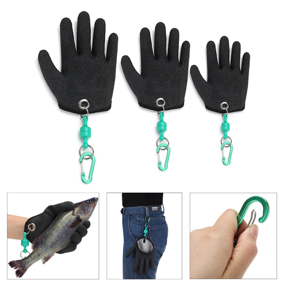ZANLURE Fishing Free Left Hand Fishing Gloves Half Palm Anti-slip Handing Fish Safety Magnet Release