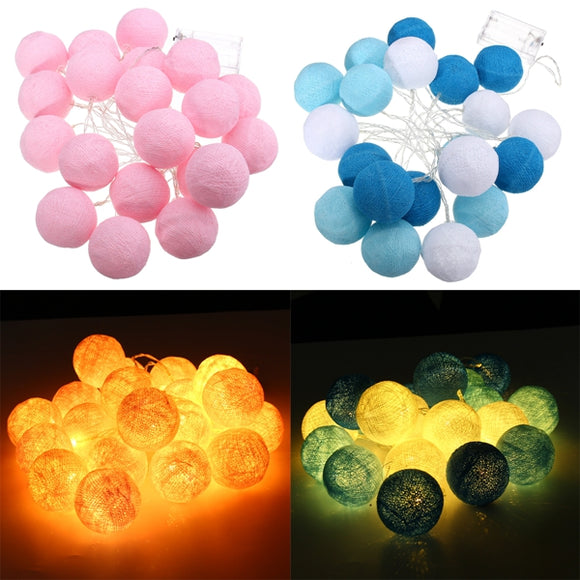 Battery Operated 20LEDs Warm White Cotton Ball Fairy String Light for Wedding Christmas DC4.5V