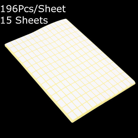 196Pcs/Sheet Blank Sticky Labels 9 x13MM White Price Stickers Tags 15 Sheets
