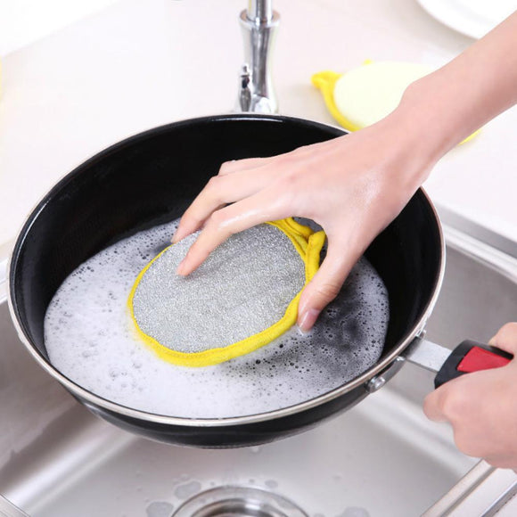 3Pcs/1Set Round Double-sided Dish Washing Kitchen Cleaning Sponge
