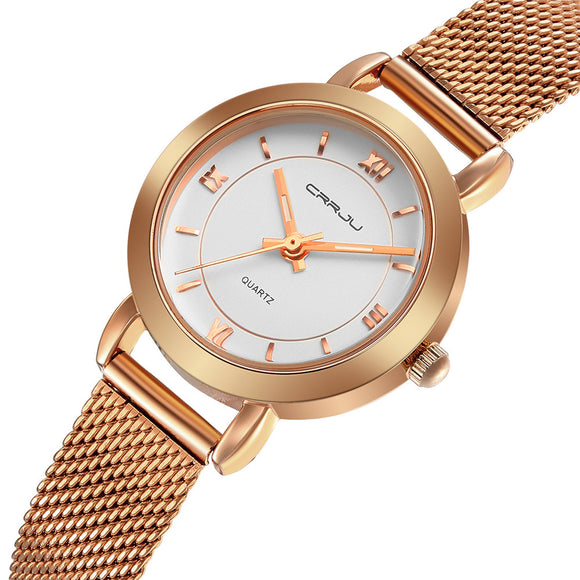 CRRJU 2121 Simple Design Ladies Wrist Watch Gift Stainless Steel Quartz Watches