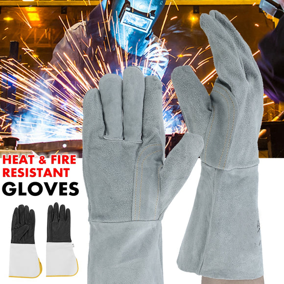 Heat & Fire Resistant Welders Gauntlet Welding Gloves Cowhide Leather Gauntlets