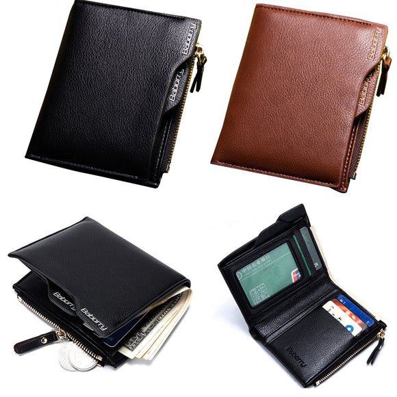 IPRee Men RFID Blocking PU Leather Purse Coin Card Holder Protective Short Wallet