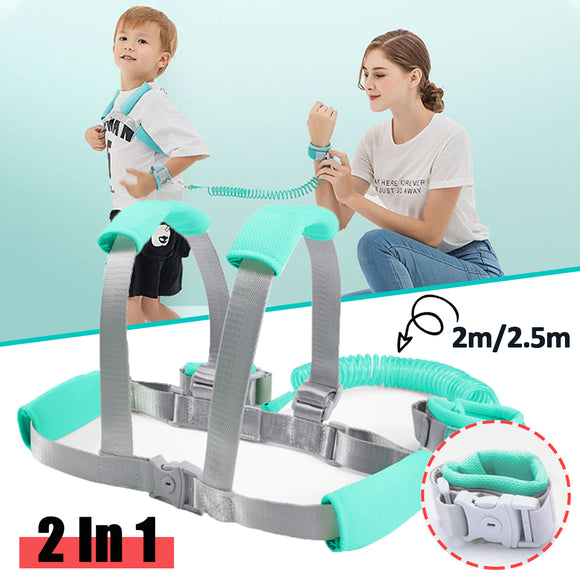 2 In 1 Toddler Safety Harness Anti Lost Wrist Link Baby Kid Leash Wristband Belt  Support