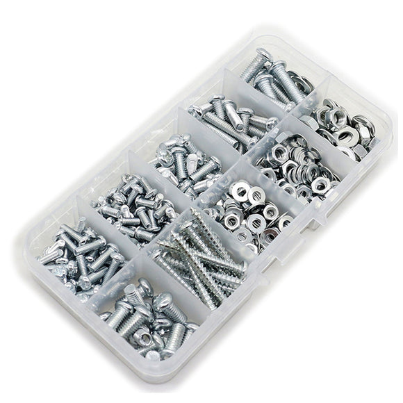 M3 M4 M5 Stainless Steel Phillips Round Head Screws Nuts Flat Washers Assortment Kit 300g