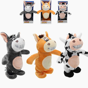 3PCS 20cm Talking Donkey Stuffed Animal Cow Walking Electronic Moving Cow Soft Toy Kids Gift