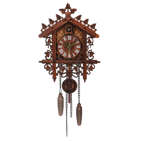 Vintage Handcraft Wood Cuckoo Wall Clock Tree House Swing Wall Clock Art Home Decorations