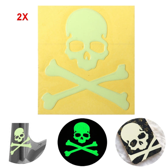 2pcs Noctilucent Skull Sticker Glow In The Dark Motorcycle Car Bike