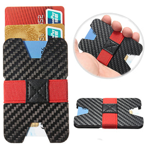 Men Slim Wallet Carbon Fiber RFID Blocking Minimalist Credit Card Case Holder
