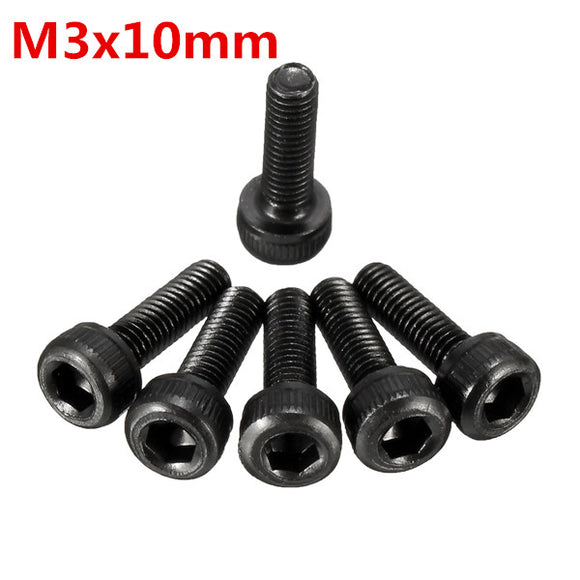 25/50/100pcs Metric Thread M3x10mm Hexagon Socket Cap Head Steel Screw Bolt