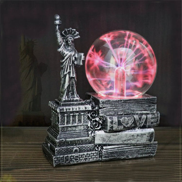 6 Inch Music Plasma Ball Sphere Light Crystal Light Magic Desk Lamp Statue of Liberty