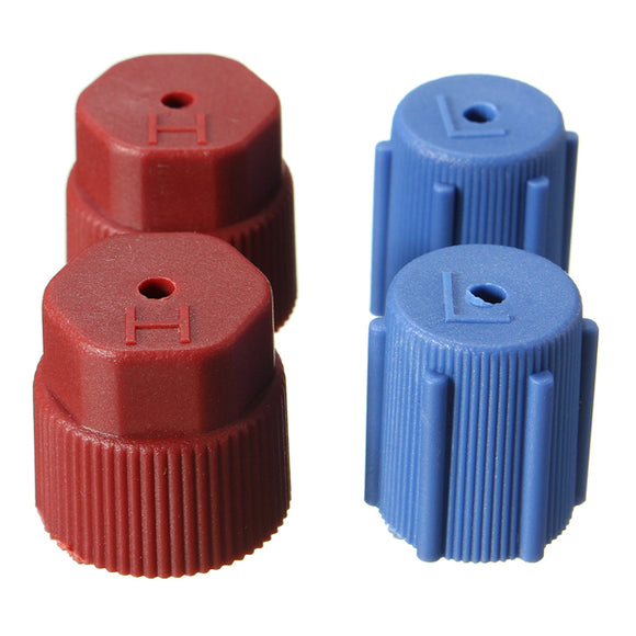 4Pcs R134a 14mm/16mm A/C Charging Port Service Hi Low Side Caps Red and Blue
