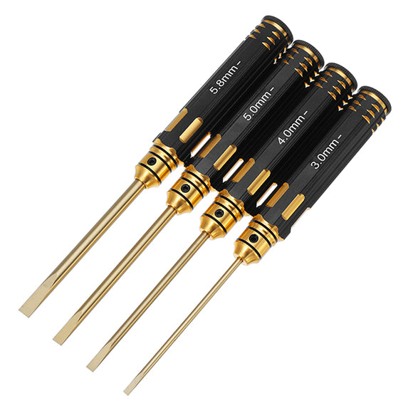 4Pcs 3.0/4.0/5.0/5.8mm Titanium Alloy Slotted Head Screwdriver for Electronic Repair