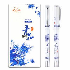 12 pcs Retro Chinese Style Gel Pen Blue and White Porcelain Stationery Office School Supplies