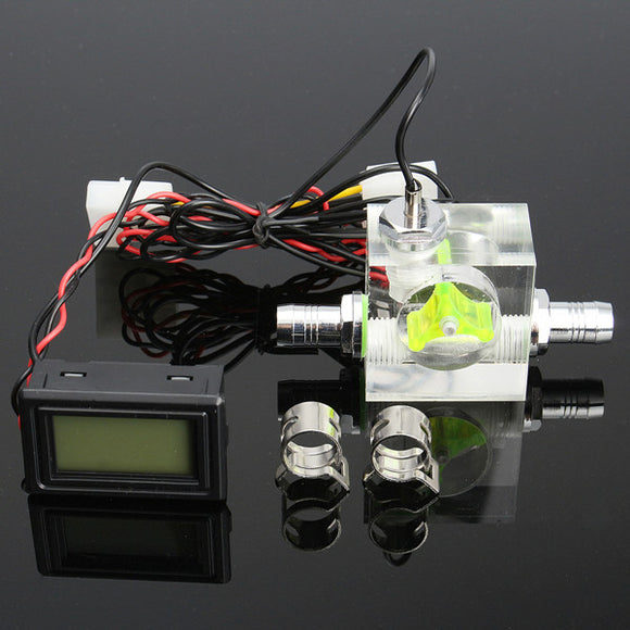 Water Liquid Cooling 4Pin 3 Way Flow Meter With Thermometer G1/4 Threaded Connector