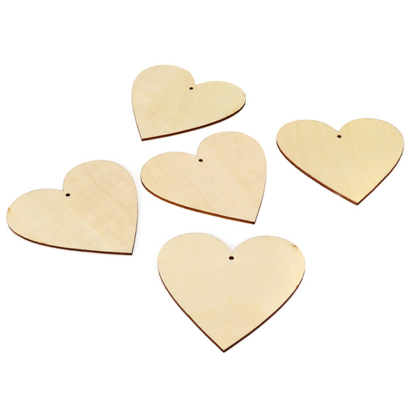 5Pcs 100mm Heart Wooden Board Tags Laser Engraving Sheet DIY Wood Craft Wedding Christmas Decoration