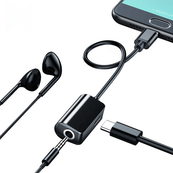 Baseus Type C To Type C+3.5mm Jack Splitter Charging Earphone Audio Cable Adapter For Phone Tablet