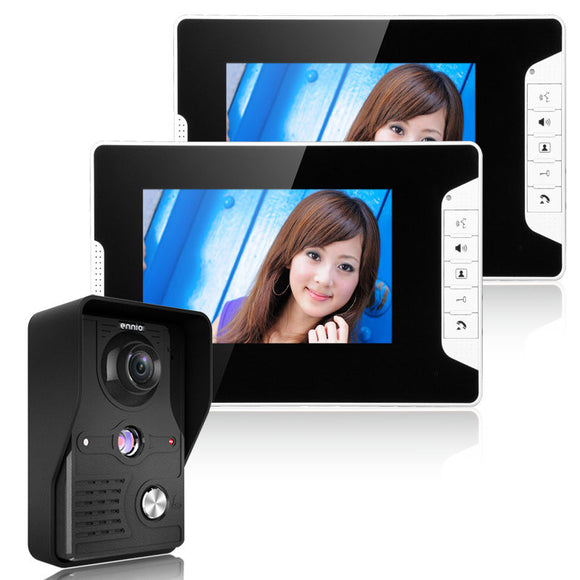 ENNIO SY813MK12 7 Inch TFT LCD Video Door Phone Doorbell Intercom Kit 1 Camera 2 Monitor Night Vision