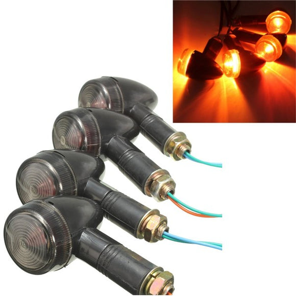 4pcs 12V Motorcycle Turn Signal Bullet Indicators Light Smoke Amber Lamp