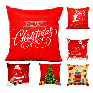 Hot Christmas Decorations For Home Reindeer Jute Pillow Cover Case Merry Christmas Square Linen