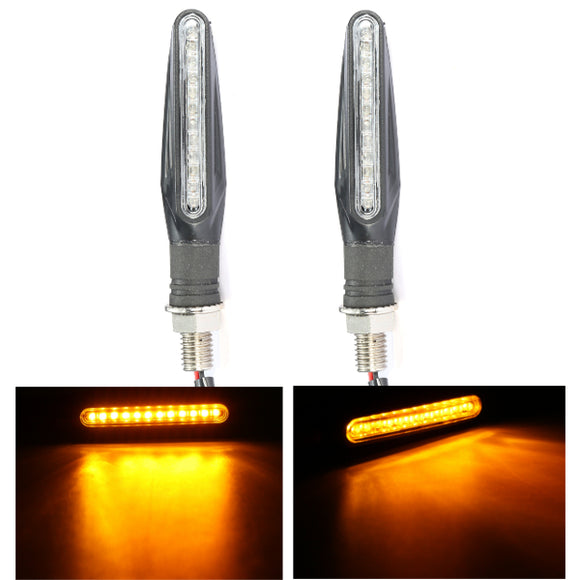 Pair Universal Motorcycle 12LED Turn Signal Indicator Light Bendable Stem Lamp Amber