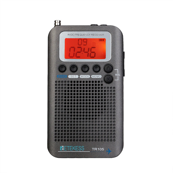 Retekess TR105 Aircraft Band FM AM SW Digital Tuning Radio with Timer ON OFF Clock Function