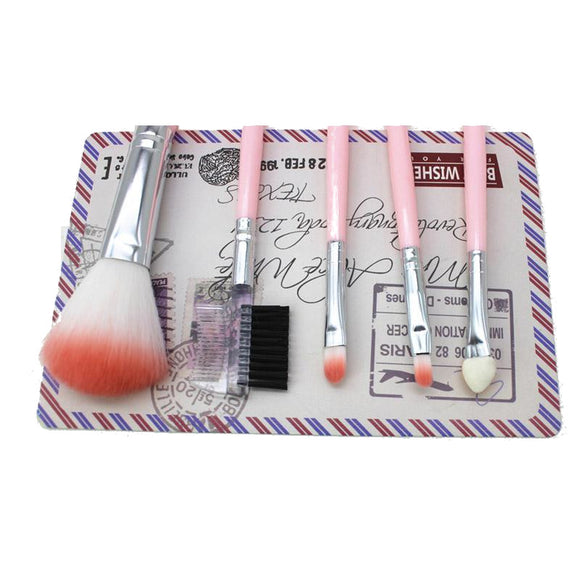 5 Pcs Pink Makeup Brushes Set Eye Shadow Face Powder Brushes