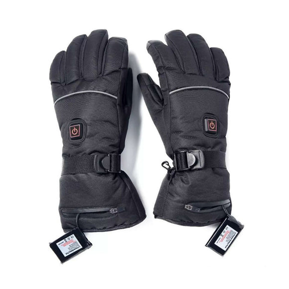 3.7V Rechargeable Temperature Adjustable Eletirc Heated Gloves Riding Skiing Black