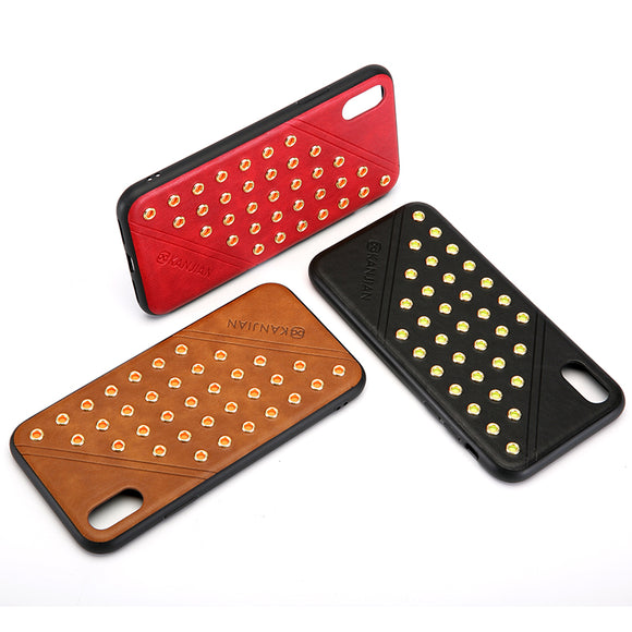 Rivet Design Shockproof Anti-skid PU Leather Protective Case For iPhone X