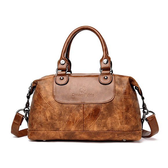 Women Vintage Stitching Handbag Large Capacity Crossbody Bags Patchwork Shoulder Bags