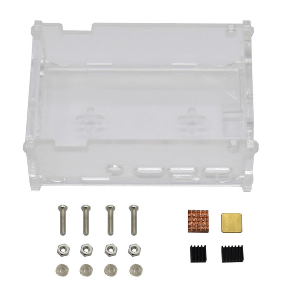 Transparent DIY Acrylic Case Box Shell with Screw and Black Big Copper Aluminum Heatsink for 3.5 Inch TFT Screen Raspberry Pi 4B