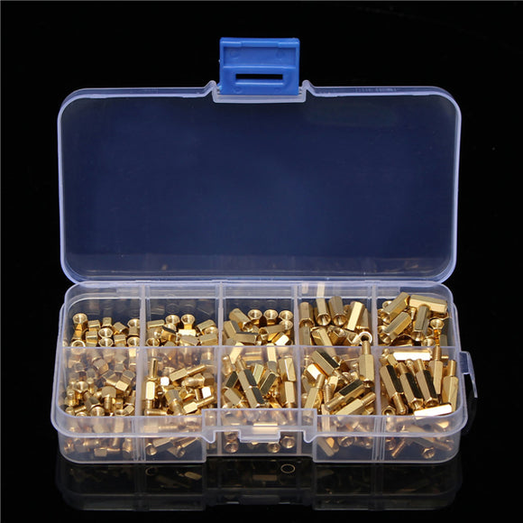 Suleve M3BH1 300Pcs M3 Male-Female Brass Hex Column Standoff Support Spacer Pillar For PCB Board