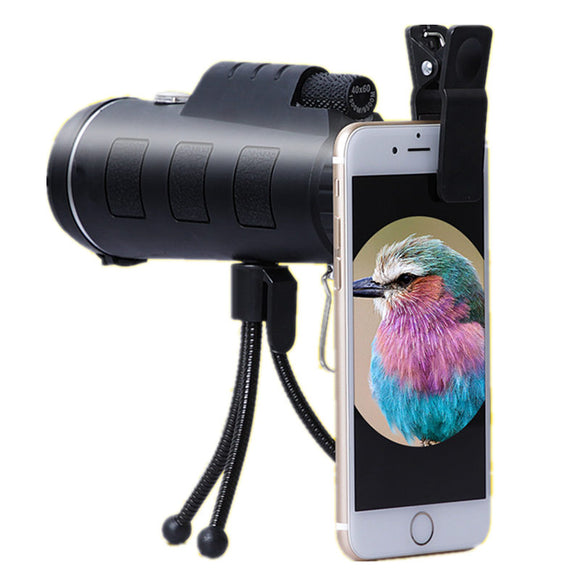 40X60 Zoom High-definition Monocular Telescope With Military Tripod Camera Clip for Mobile Phone