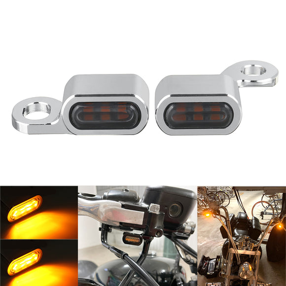 2Pcs 12V Motorcycle Amber LED Mini Turn Signal Indicator Running Light Lamp For Harley