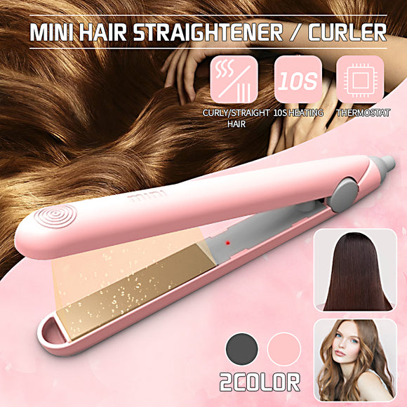 European Standard English Black/Pink Mini Portable Straight Hair Clipper Hair Straightener