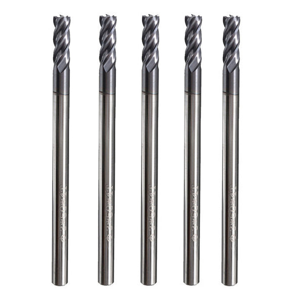 5pcs 4 Flutes 3mm Shank Tungsten Carbide End Mill Cutter HRC50 CNC Tool