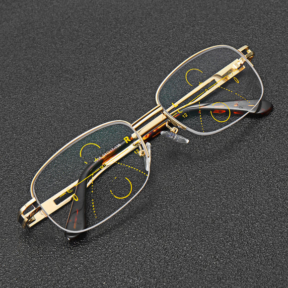 KCASA Intelligent Multi Focus Reading Glasses Progressive Half Frame Presbyopic Glasses