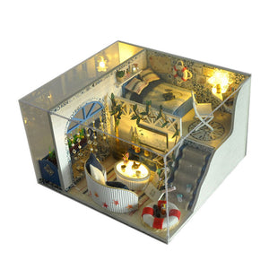 T-Yu TD7 Romantic Sea Greeze Dream DIY Dollhouse With Cover Light Miniature Model Collection Gift