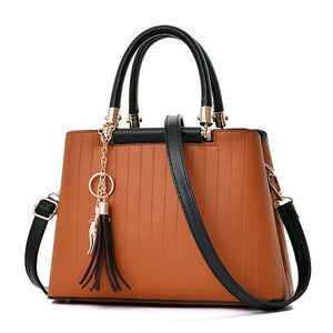 Women PU Leather Double Layer Capacity Handbag Shoulder Bag Crossbody Bag