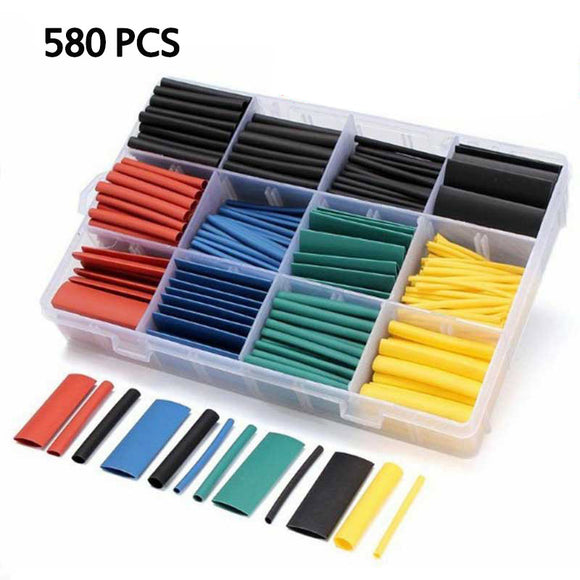 580pcs Set Heat Shrink Tube Assorted Insulation Shrinkable PVC Tube 2:1 Wire Cable Sleeve Kit