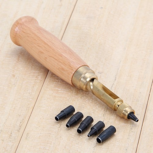 Auto Leather Tool Book Drill Craft Tool Set, 6 Tip Size 1.5mm/2mm/2.5mm/3mm/3.5mm/4mm